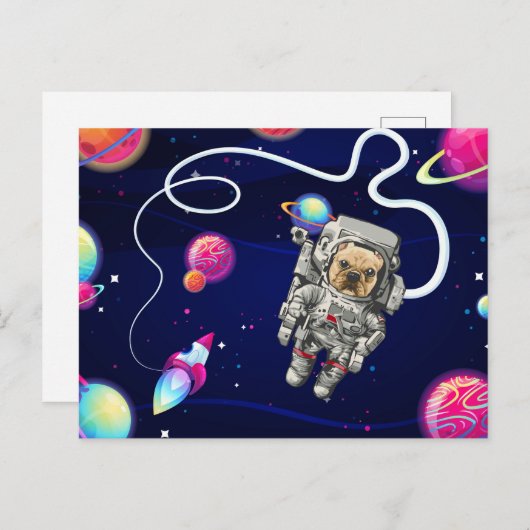 Franse Bulldog Astronaut Space Explorer Briefkaart (Voorkant / Achterkant)
