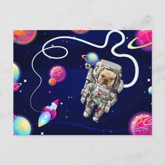 Franse Bulldog Astronaut Space Explorer Briefkaart (Voorkant)