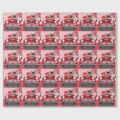 Franse Bulldog auto met hart Valentijnse Cadeaupapier (Vlak)