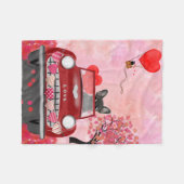 Franse Bulldog auto met hart Valentijnse Fleece Deken (Voorkant (Horizontaal))