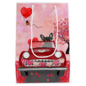 Franse Bulldog auto met hart Valentijnse Medium Cadeauzakje (Achterkant)