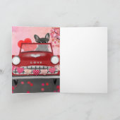 Franse Bulldog Auto met Hartjes Valentijnsdag Kaart (Binnen)