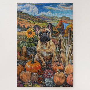 Franse Bulldog Autumn Harvest Thanksgiving Legpuzzel