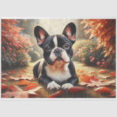 Franse Bulldog Autumn Leaves Decoupage Tissuepapier (Voorkant)