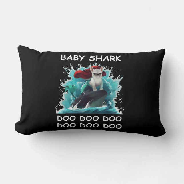 Franse Bulldog | Baby Shark Doo Doo Doo Kussen (Voorkant)