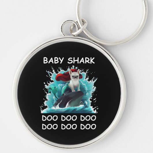 Franse Bulldog | Baby Shark Doo Doo Doo Sleutelhanger (Voorkant)