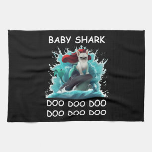 Franse Bulldog   Baby Shark Doo Doo Doo Theedoek