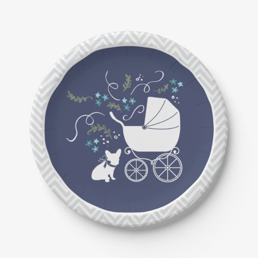 Franse Bulldog Baby shower Bord Design 2 (Voorkant)