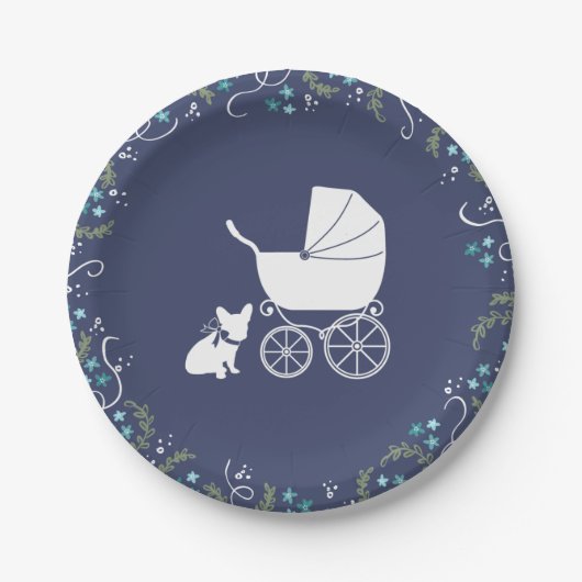 Franse Bulldog Baby shower Bord Design 3 (Voorkant)