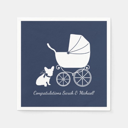 Franse Bulldog Baby shower servetten ontwerp 1 (Voorkant)