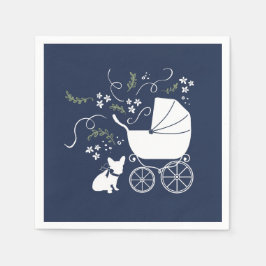 Franse Bulldog Baby shower servetten ontwerp 2