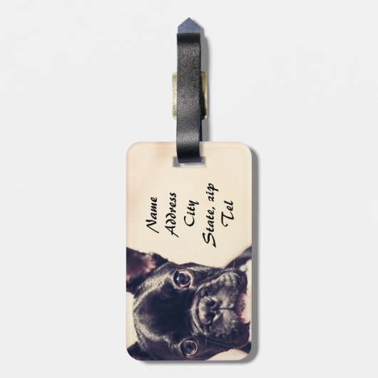 Franse Bulldog Bagagelabel (Achterkant verticaal)