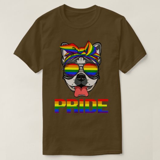 Franse Bulldog Bandana LGBT Pride Sunbribril T-shirt (Design voorkant)