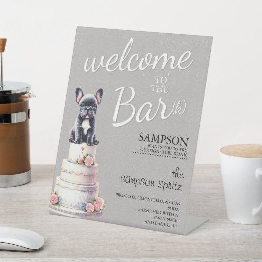Franse Bulldog Bar Reclamebord Met Voetstuk (Insitu)