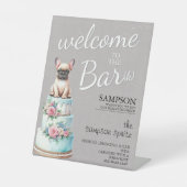 Franse Bulldog Bar Reclamebord Met Voetstuk (Voorkant)