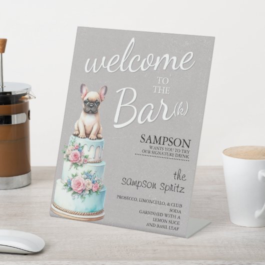 Franse Bulldog Bar Reclamebord Met Voetstuk (Insitu)