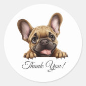 Franse Bulldog bedankt Ronde Sticker (Voorkant)