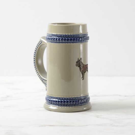 Franse Bulldog Beer Stein Bierpul (Voorkant links)