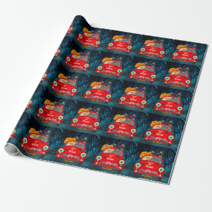 Franse Bulldog Bestuurt Auto Griezige Halloween Cadeaupapier