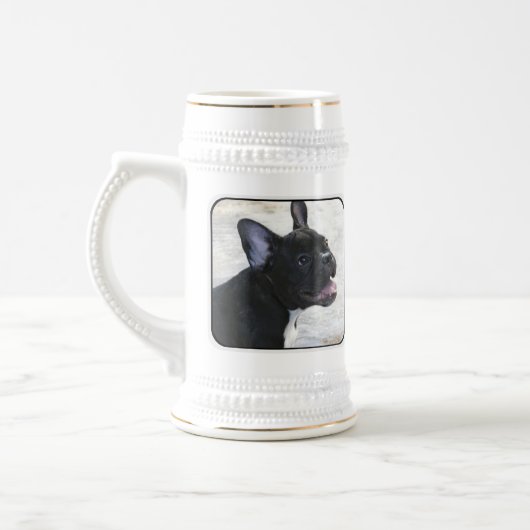 Franse Bulldog bier stein Bierpul (Links)