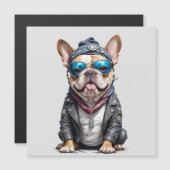 Franse Bulldog Biker Rebel in Leather Jacket Cool (Voorkant / Achterkant)