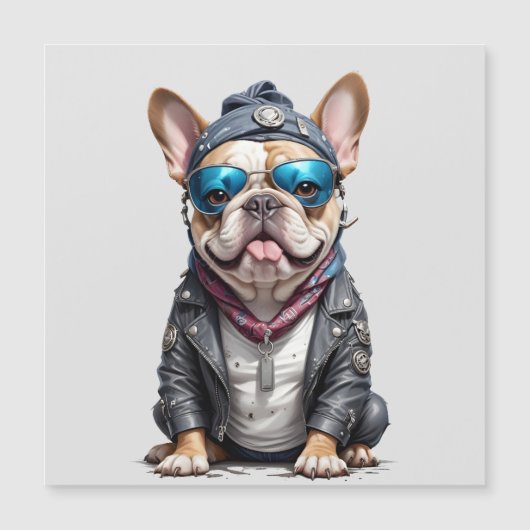 Franse Bulldog Biker Rebel in Leather Jacket Cool (Voorkant)