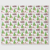 Franse Bulldog, Bird en kerstboom Cadeaupapier (Vlak)