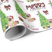 Franse Bulldog, Bird en kerstboom Cadeaupapier (Rol Hoek)