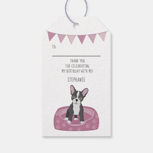 Franse Bulldog Birthday Cadeaulabel (Achterkant)
