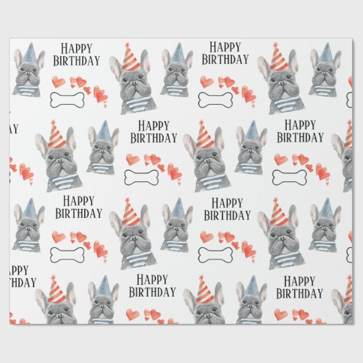 Franse Bulldog Birthday Cadeaupapier (Vlak)