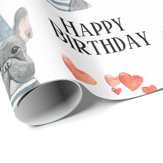 Franse Bulldog Birthday Cadeaupapier (Rol Hoek)