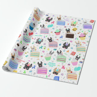 Franse Bulldog Birthday Gift Wrap Cadeaupapier