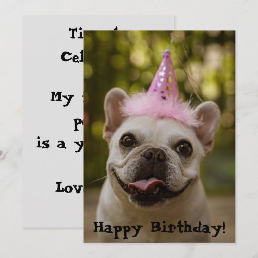 Franse Bulldog Birthday Kaart (Voorkant / Achterkant)