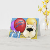 Franse Bulldog Birthday Kaart (Gele Bloem)