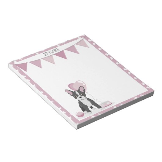 Franse Bulldog Birthday Notitieblok (Schuin)