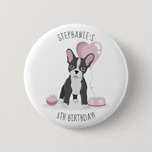 Franse Bulldog Birthday Ronde Button 5,7 Cm (Voorkant)