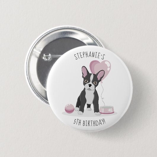 Franse Bulldog Birthday Ronde Button 5,7 Cm (Voorkant /achterkant)