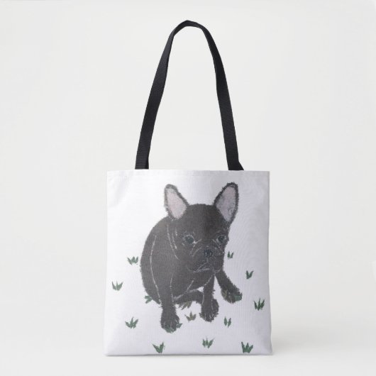 Franse Bulldog, Black Frenchie, minimalist, Cute Tote Bag (Voorkant)