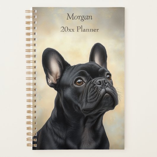 Franse Bulldog Black Frenchie Portret Persoonlijk Planner (Voorkant)