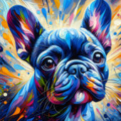 Franse Bulldog Blauw Acryl Print | Kleurrijk Legpuzzel