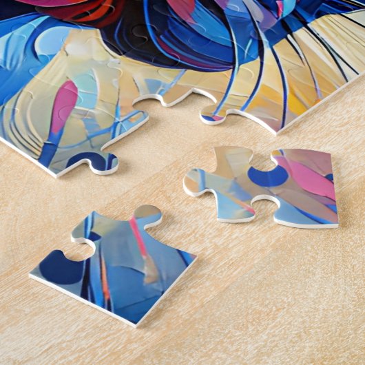 Franse Bulldog Blauw Acryl Print | Kleurrijk Legpuzzel (Zijkant)