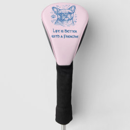 Franse Bulldog blauwe lijntekening doodle frenchie Golfheadcover