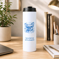 Franse Bulldog blauwe lijntekening doodle frenchie