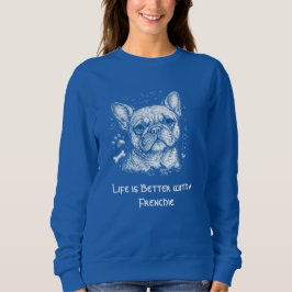 Franse Bulldog blauwe lijntekening doodle frenchie Trui