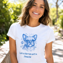 Franse Bulldog blauwe lijntekening Franse Bulldog