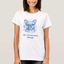Franse Bulldog blauwe lijntekening Franse Bulldog