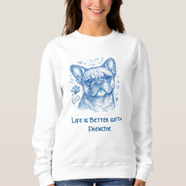 Franse Bulldog blauwe lijntekening Franse Bulldog Trui