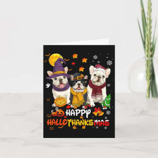Franse Bulldog Blij Hallothanksmas Hond Liefhebber Kaart