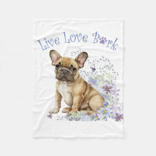Franse Bulldog Bloem Fleece Deken