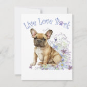 Franse Bulldog Bloem Notitiekaartje (Achterkant)